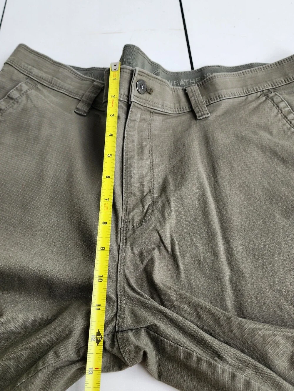Weatherproof Vintage Men's Chino Short Green Slash Pockets Nylon Regular Fit 40